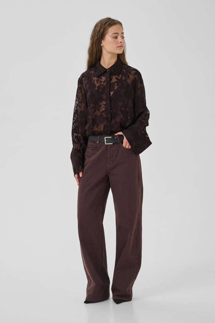 Enya boxy shirt chocolate plum