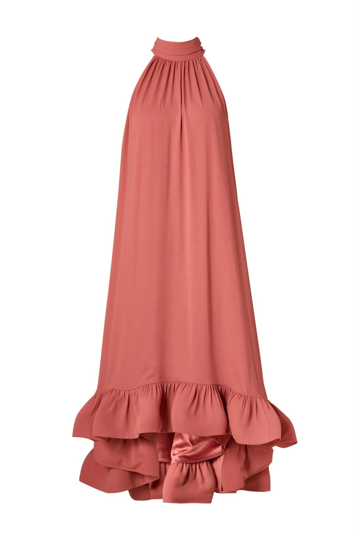 Sabrina halterneck ruffled maxi dress