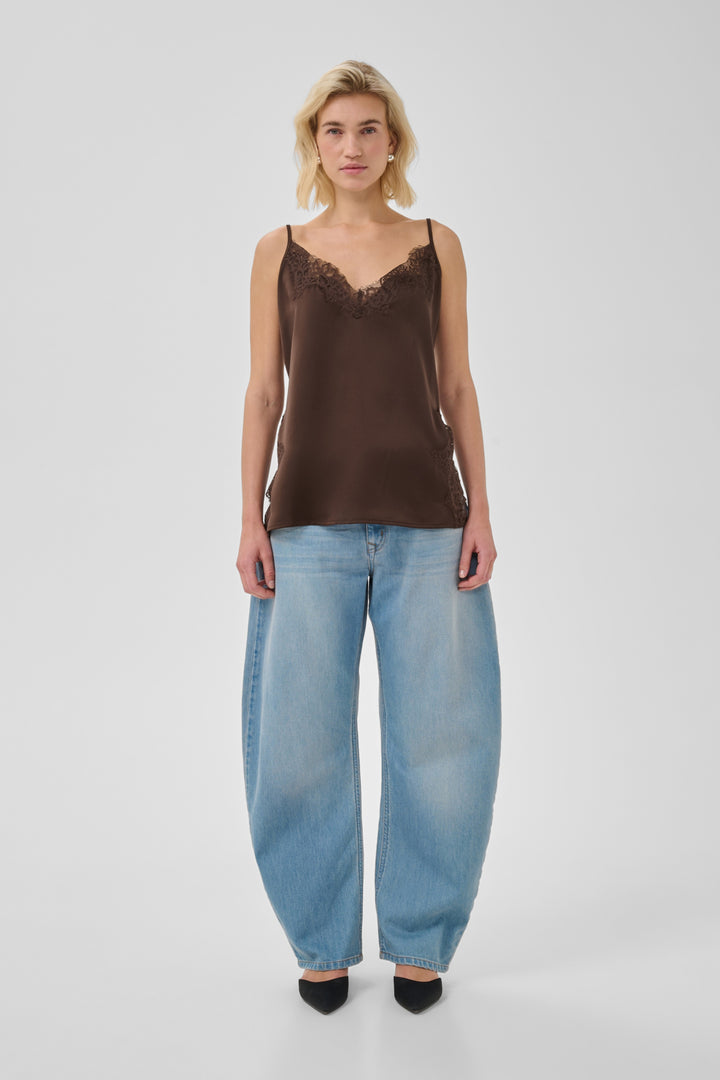 Brenda lace long top dark brown