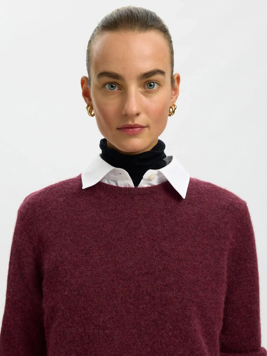 lulu new knit o-neck tawny port