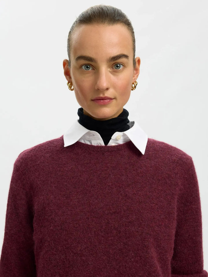 lulu new knit o-neck tawny port