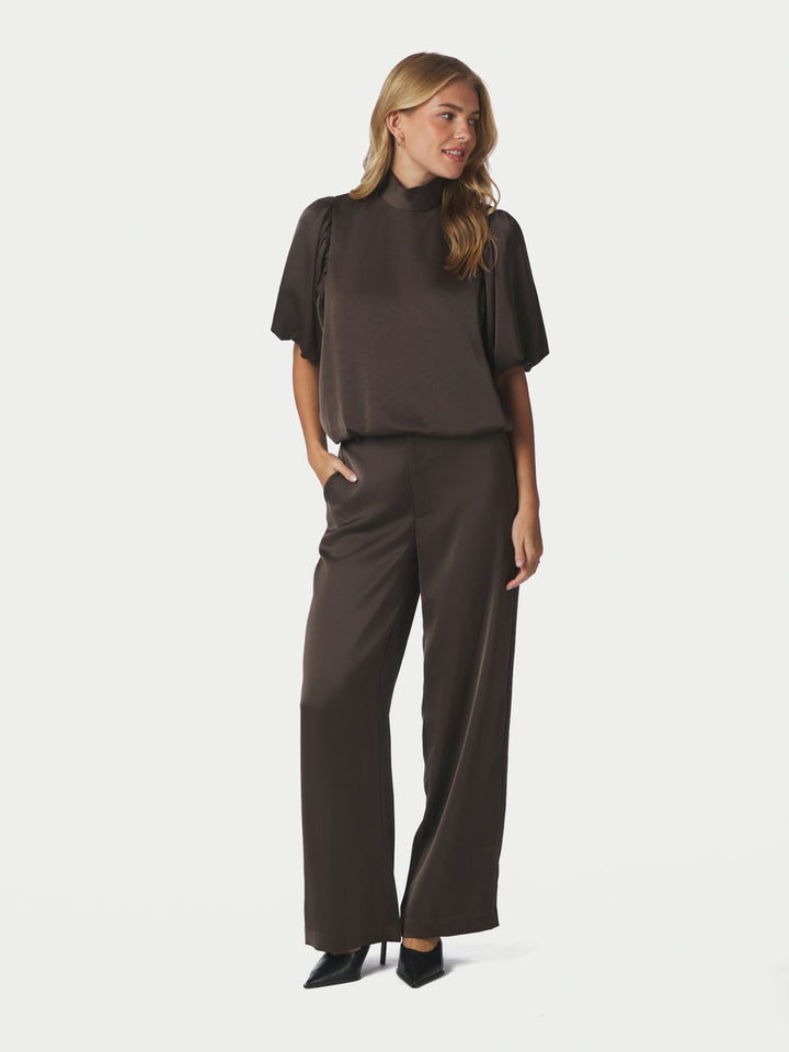 Parisa heavy sateen blouse dark brown