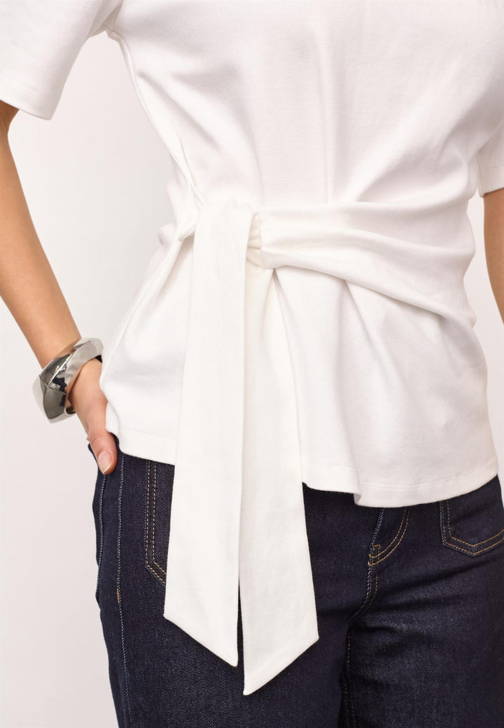 Oriane pleat tie tee white