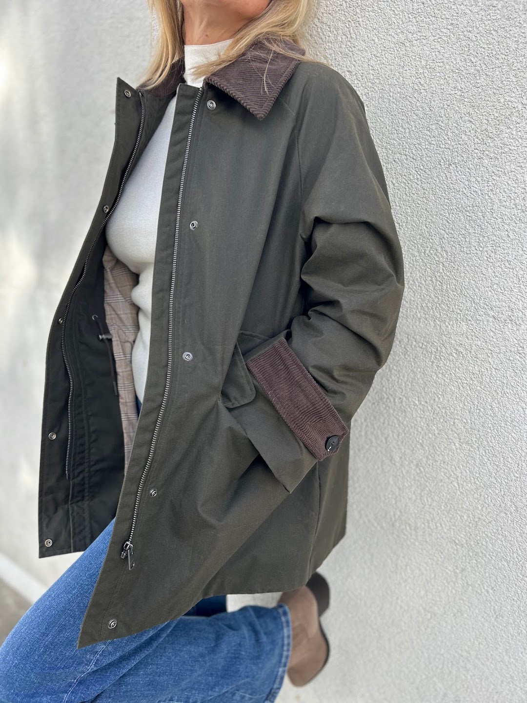 wilma waxed jacket grape leaf