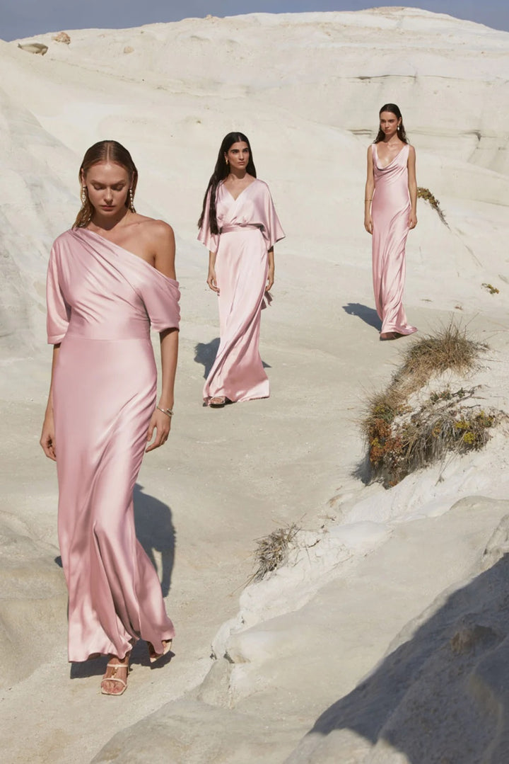 Marisa asymmetrical satin maxi dress