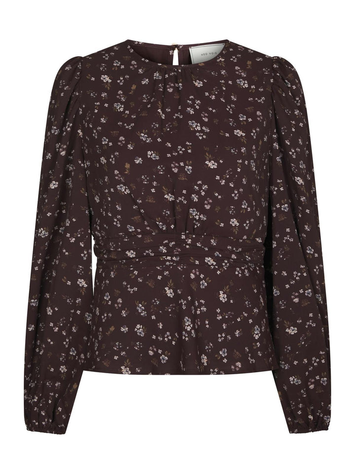 Delphine flowerbunch blouse chocolate plum
