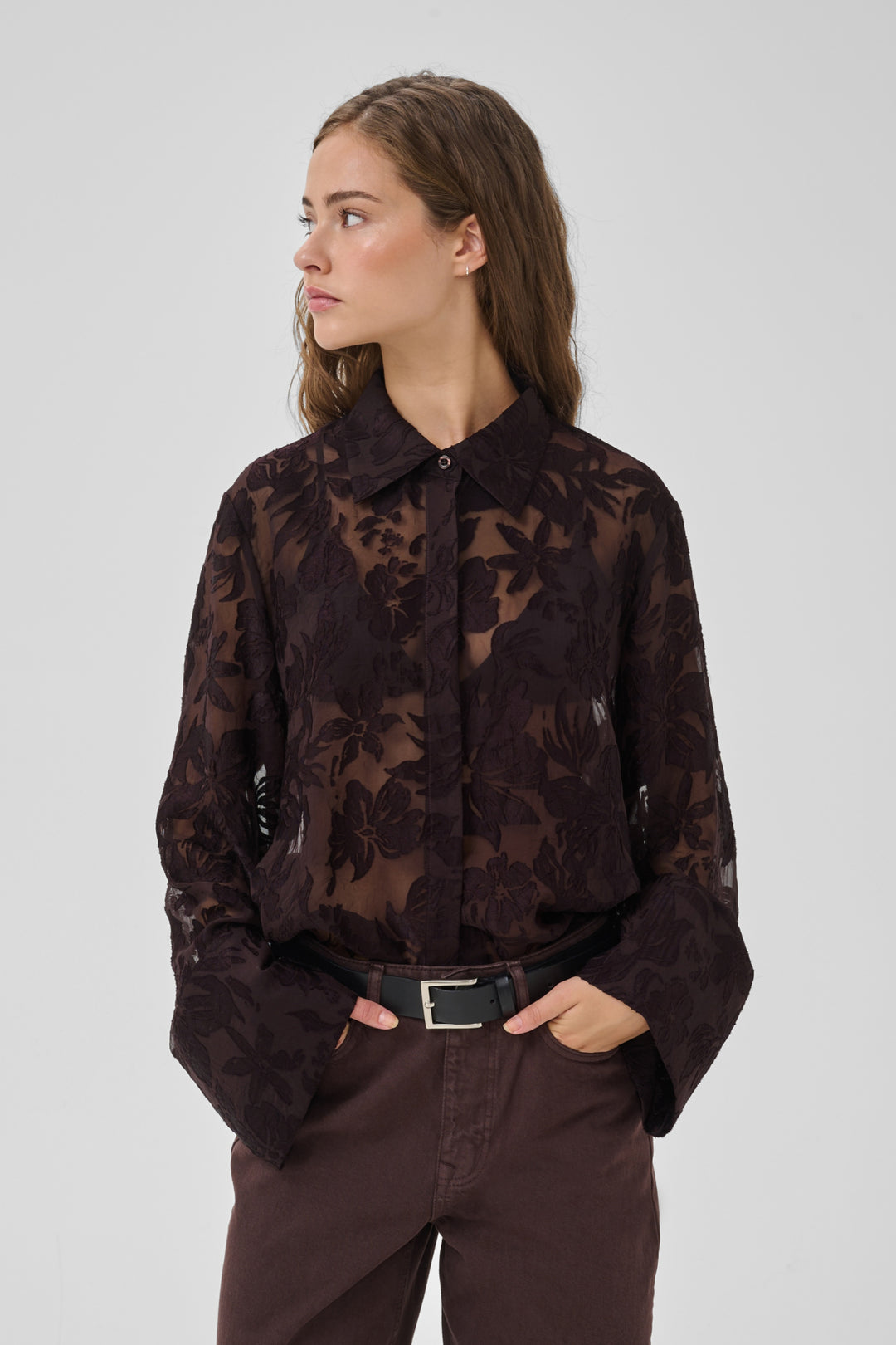 Enya boxy shirt chocolate plum