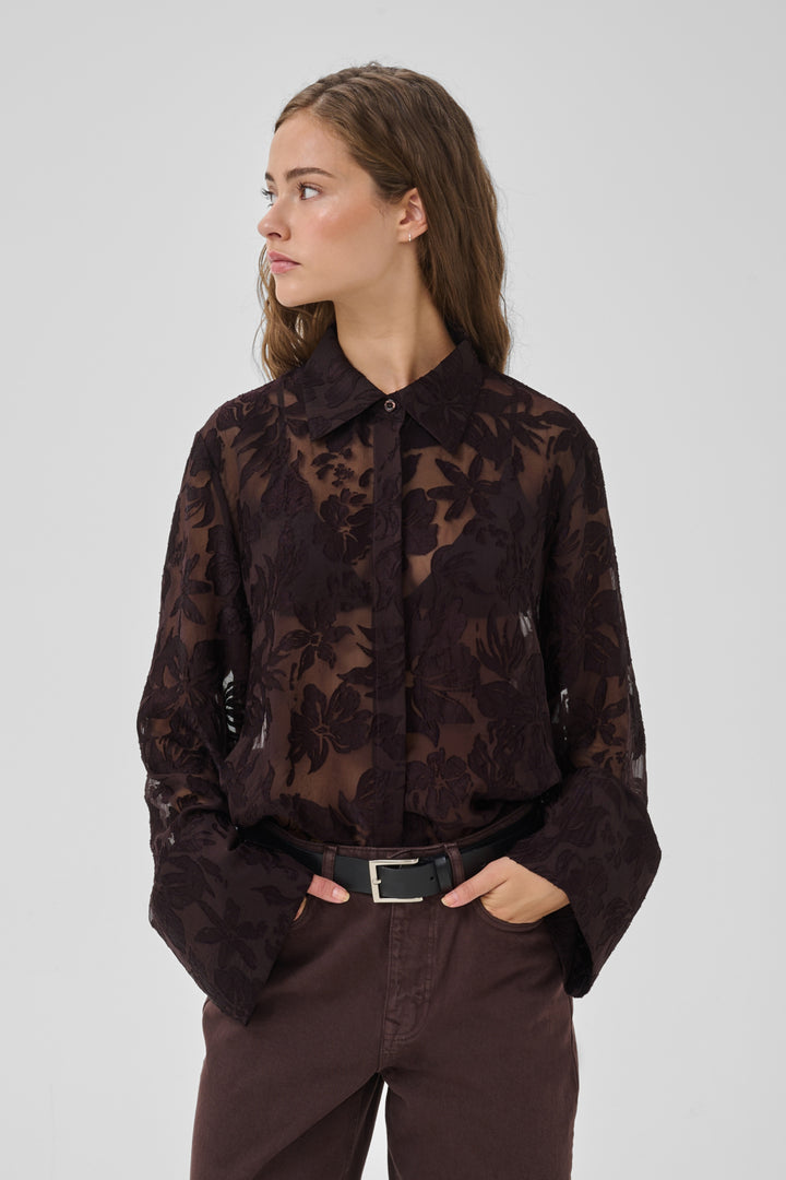 Enya boxy shirt chocolate plum