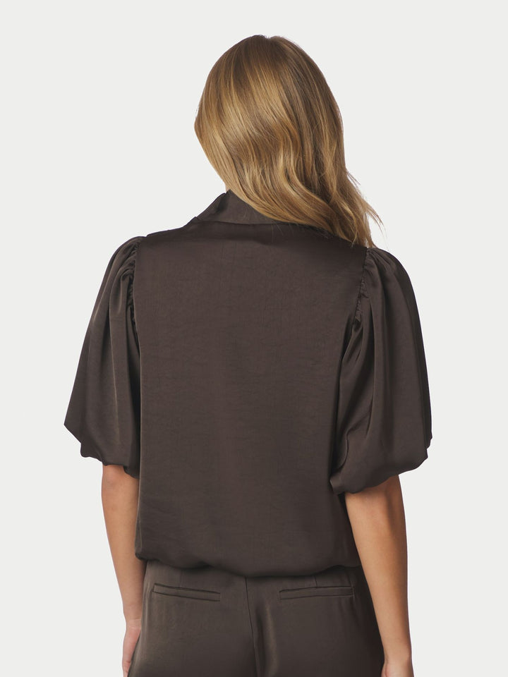 Parisa heavy sateen blouse dark brown