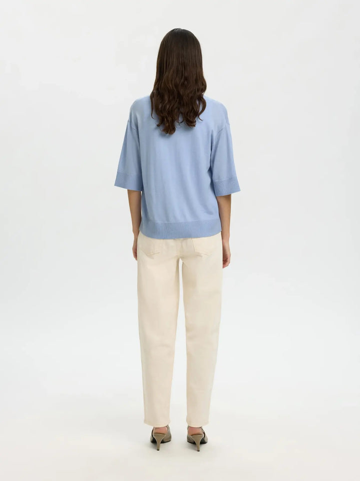 Thea SS Knit Merino V-neck