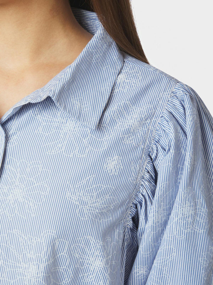Etta flower stripe shirt light blue