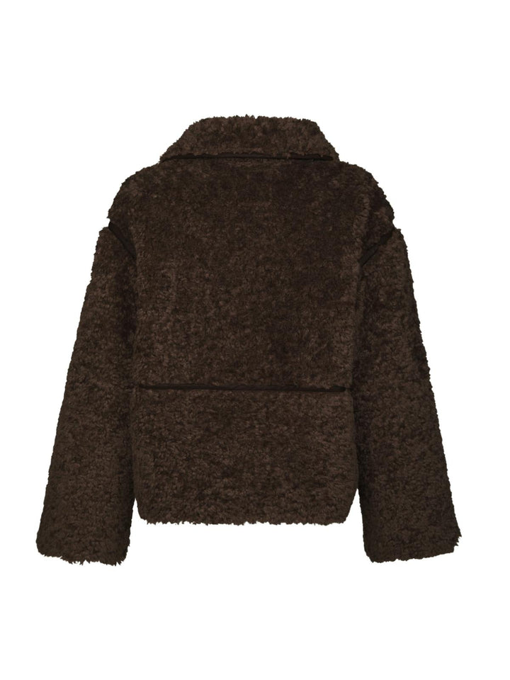 Castor faux fur jacket dark brown
