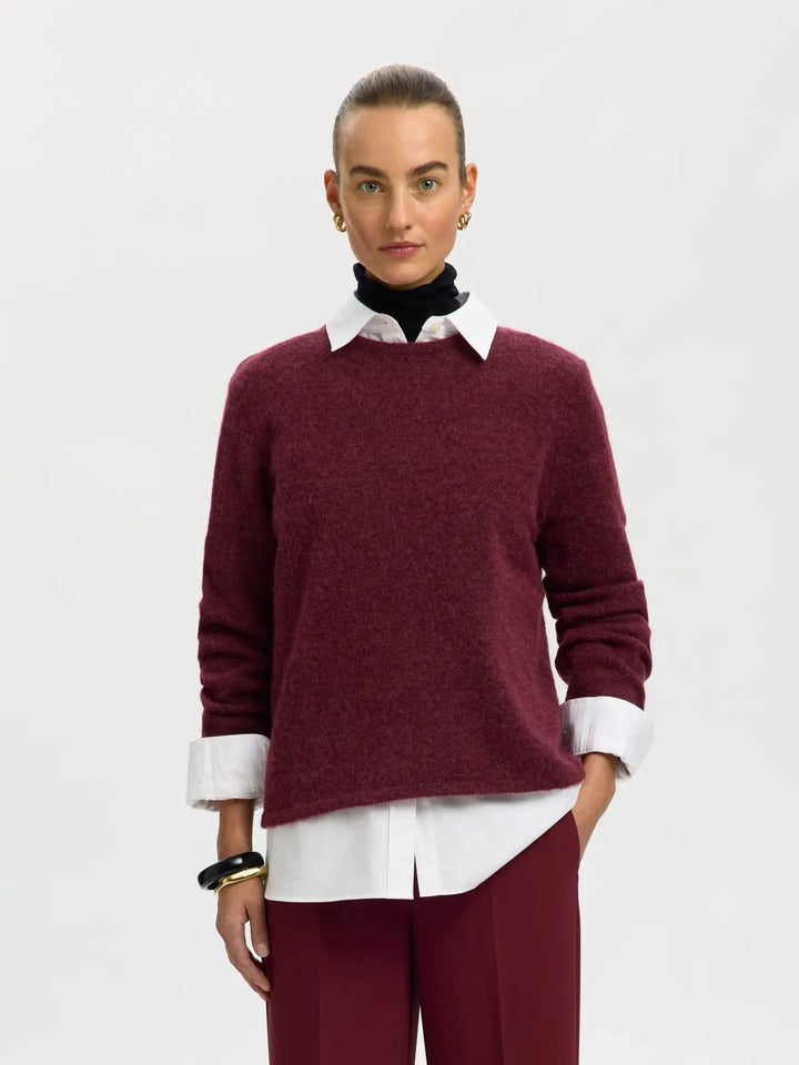 lulu new knit o-neck tawny port