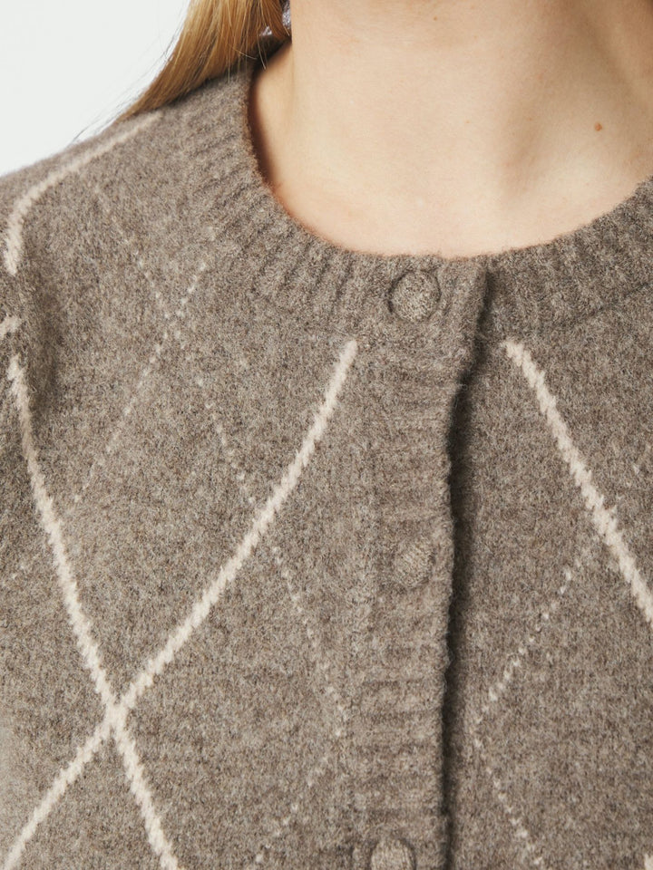 Koteas check knit cardigan taupe