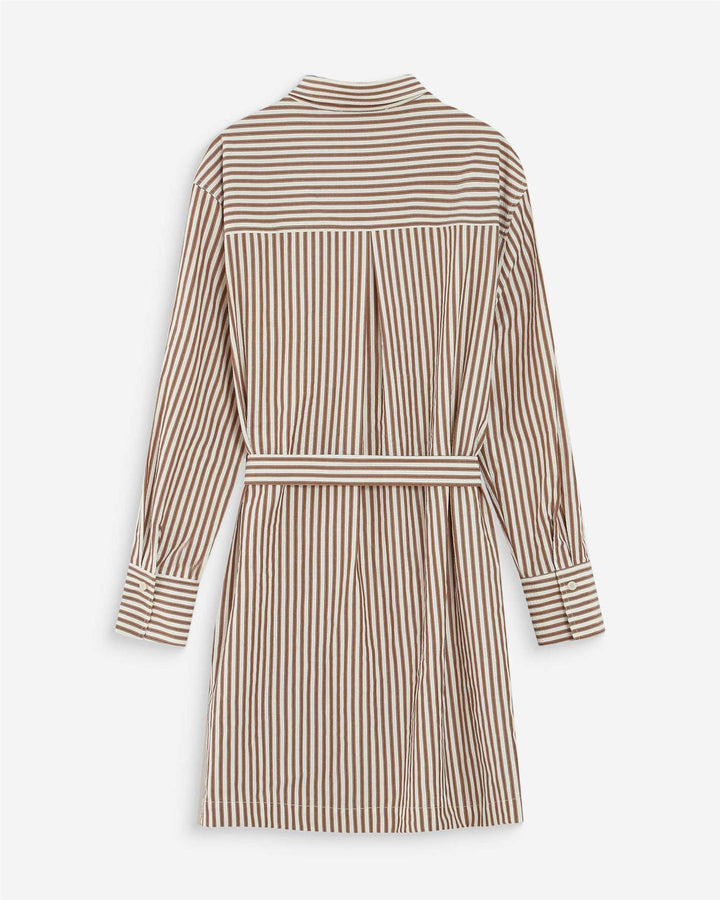 Visery striped belted short shirt dress