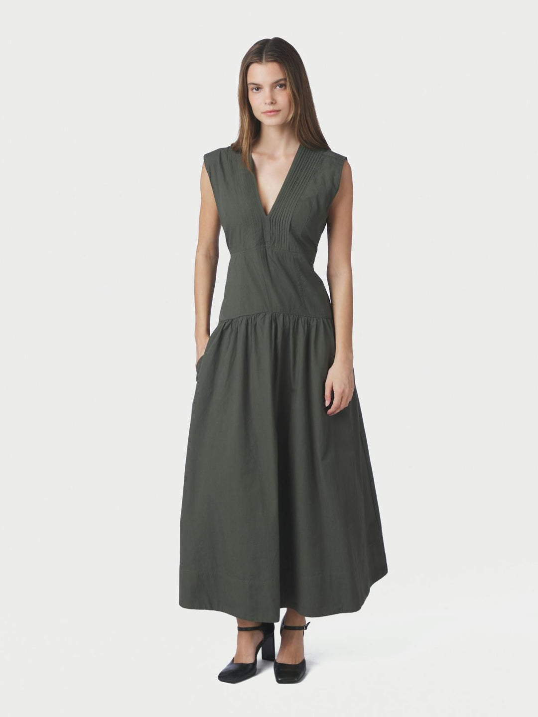 Halise poplin dress army