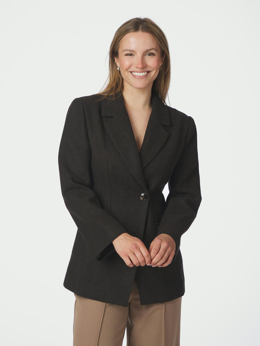 bowie herringbone blazer dark brown