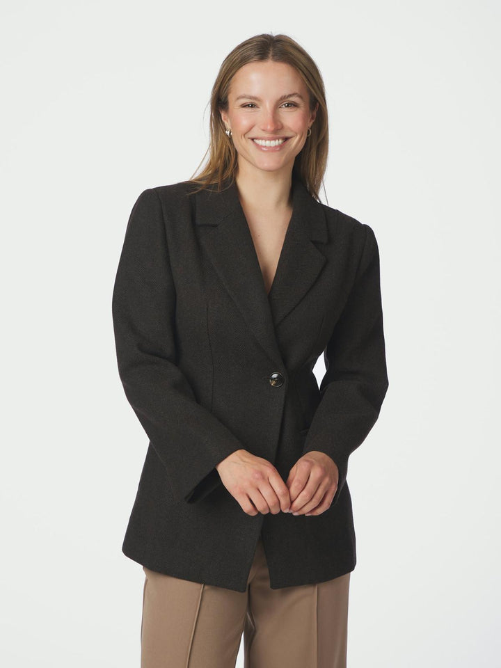 bowie herringbone blazer dark brown