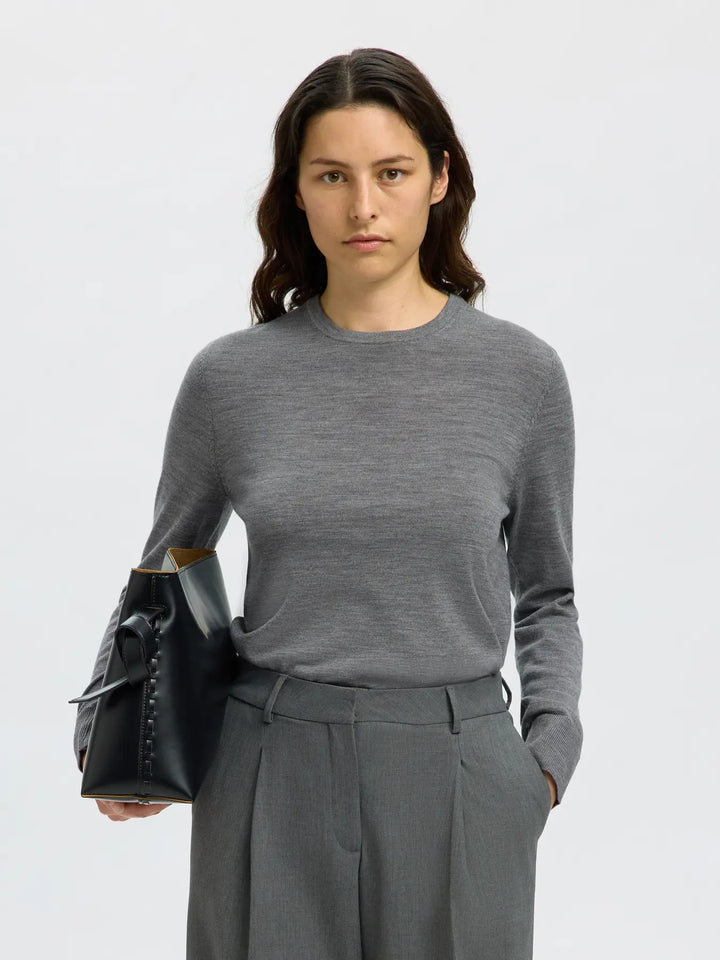 SLFTHEA LS KNIT MERINO O-NECK NOOS