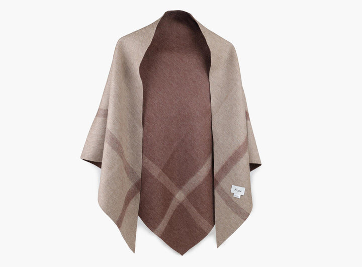 Nina double sided wool shawl mørk brun