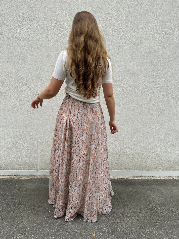 Striped organza maxi skirt delicate paisley