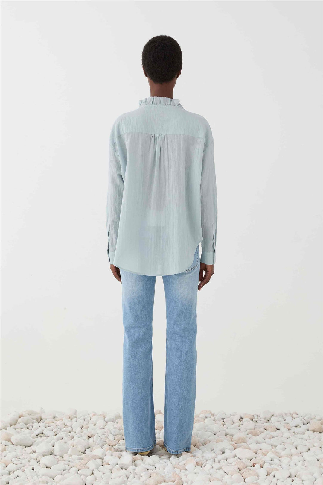 Blusa Ruffle celeste