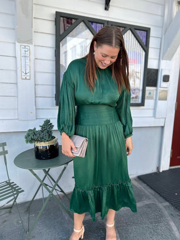 Crepe Satin Rouching Dress
