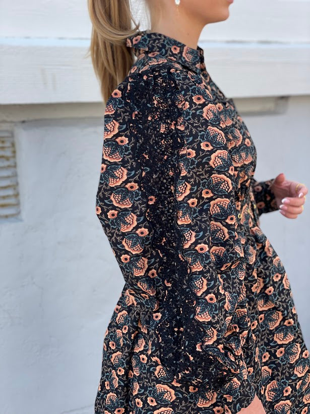 Decorated Poplin Shirt Dress