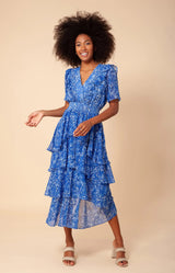 Darcey Dress W Tiered Skirtblue