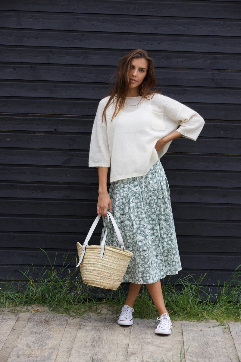 June 3/4 sleeve Knit Ecru